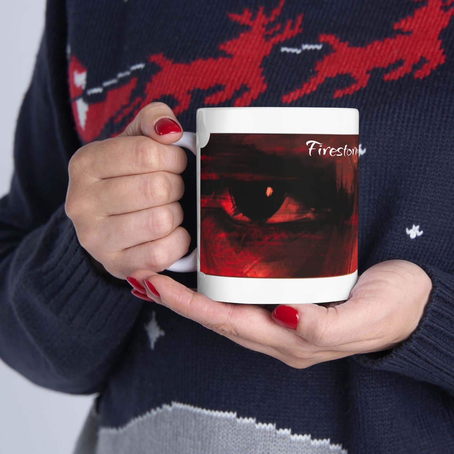 Bold Firestorm Ceramic Mug for Coffee Lovers, 11oz & 15oz