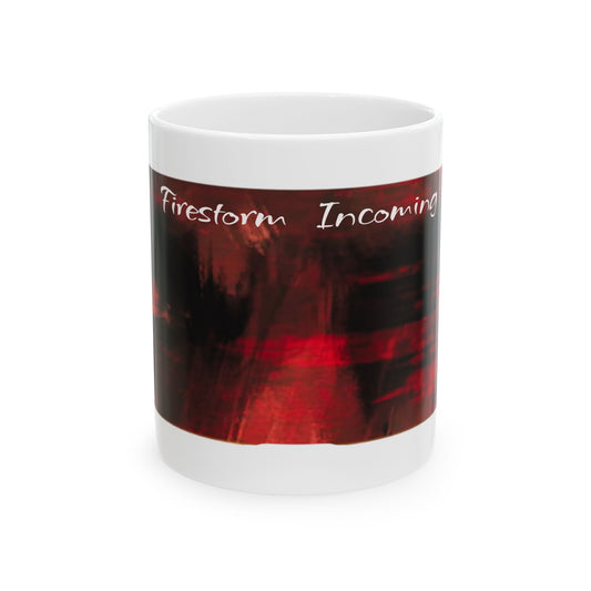 Bold Firestorm Ceramic Mug for Coffee Lovers, 11oz & 15oz